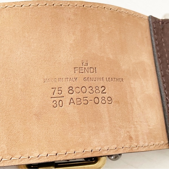 Fendi tri tone metal brown suede leather oversized wide waist belt - Picture 8 of 8